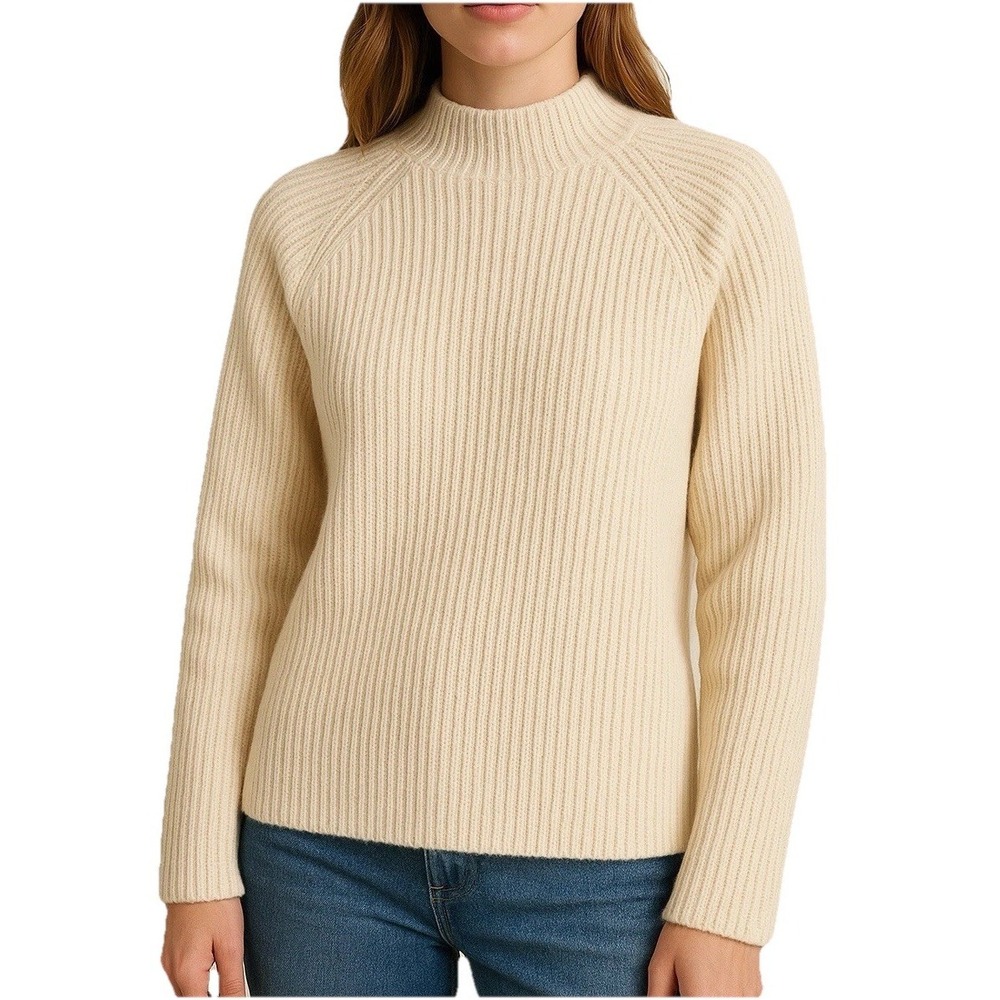ZARA Women's Sweater Size S Beige Chunky Rib Knit Cozy Acrylic Wool Blend